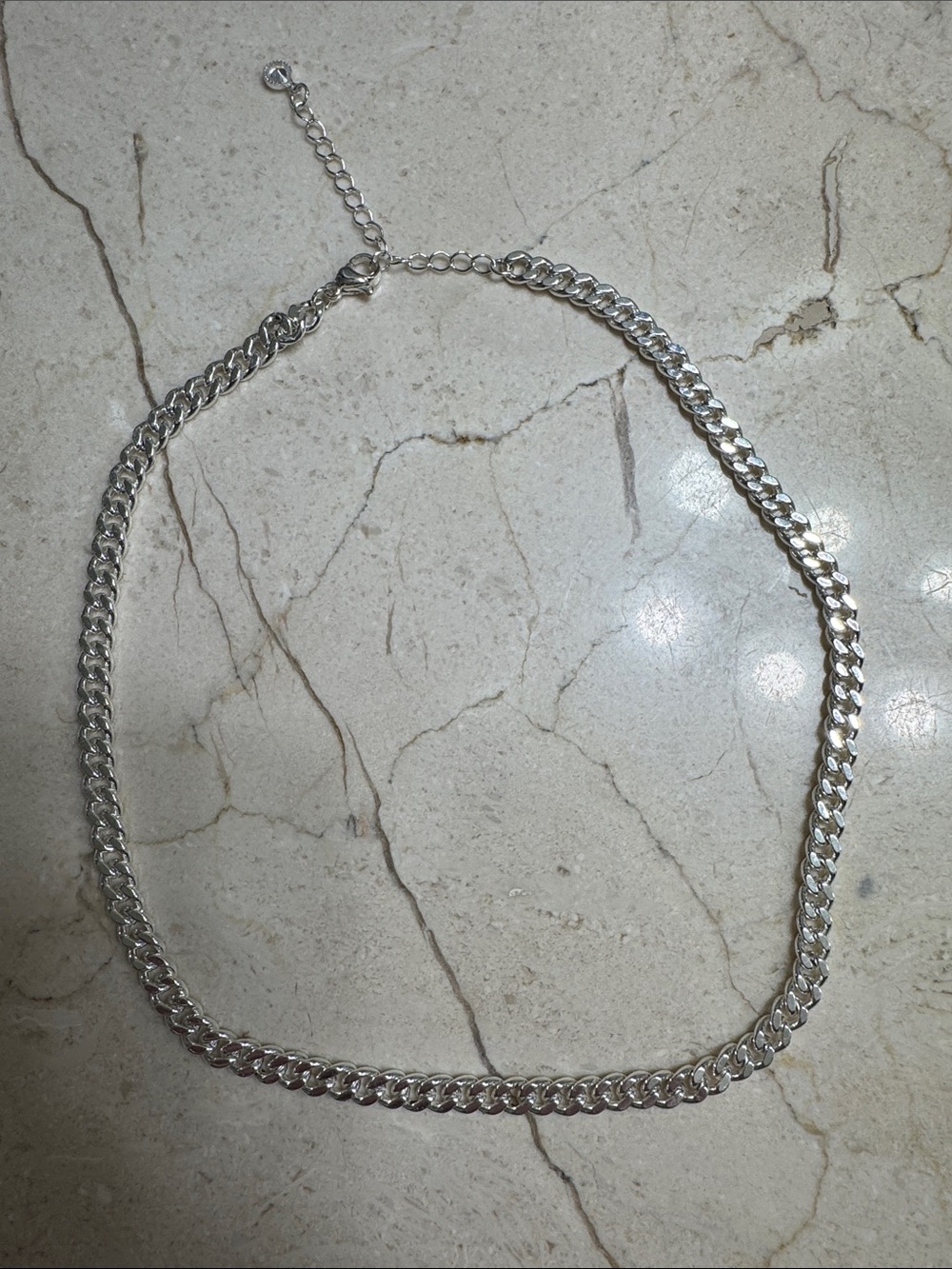 Sterling-Style Silver Curb Chain Necklace - Women's Jewelry